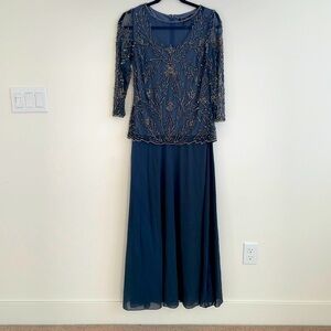 Pisarro Nights slate D2278 beaded evening cocktail dress 6